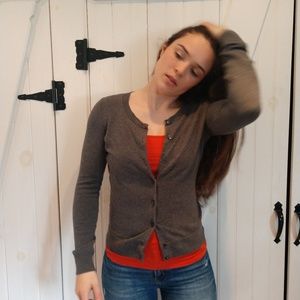 Gray cardigan sweater